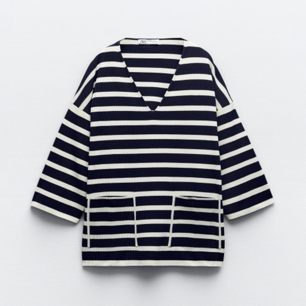 Zara Blue and White Striped Tunic